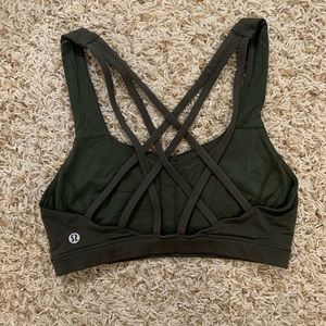 Lululemon dark olive green free to be serene bra